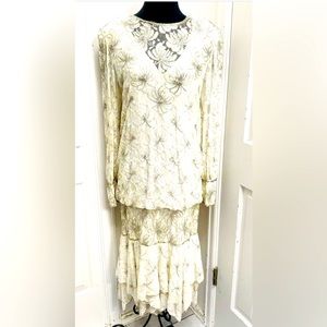 Gorgeous Vintage Paris Shomax 1980’s Beaded Dropped Waist Lace Wedding Dress